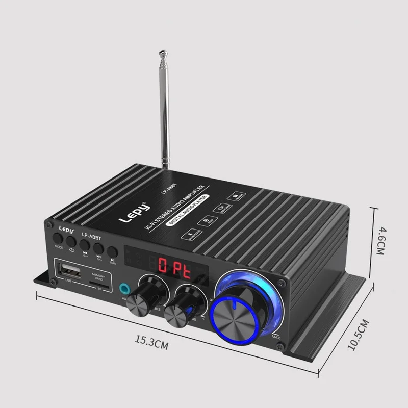 LEPY-Amplificador de potencia de decodificación Coaxial LP-A8BT, reproductor de música sin pérdidas, FM, USB, SD, 2x30W, Bluetooth 5,0