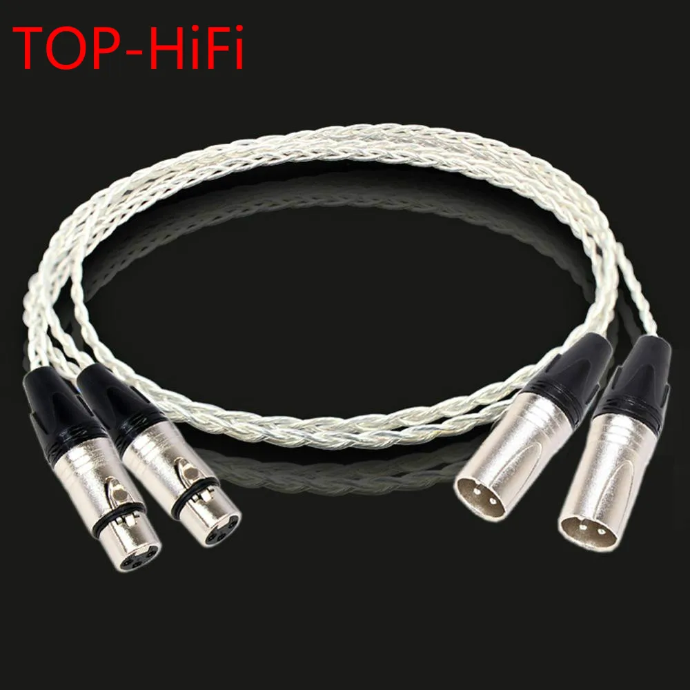 

TOP-HiFi Pair 8AG Single Crystal Silver XLR Male to Female Leads Balanced Audio Cable for Amplifier CD player