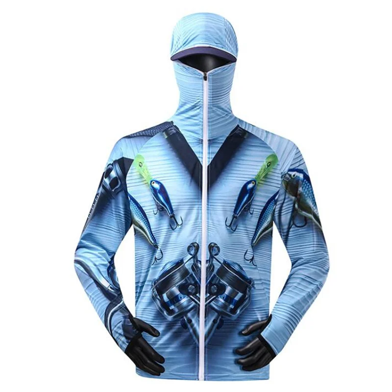 Fishing Shirt Breathable Quick Dry Fishing Jersey Anti-UV Sunscreen Sun Protection Clothes Professional Fishing Hoodie With Mask