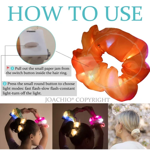 Imagen 2 del producto Cinta elástica para el pelo para mujer, para el cabello con luces LED coletero, para club nocturno, a la moda