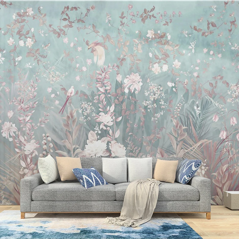 Beibehang Custom European retro pastoral flower country rose mural wallpapers living room TV background wallpaper wall stickers