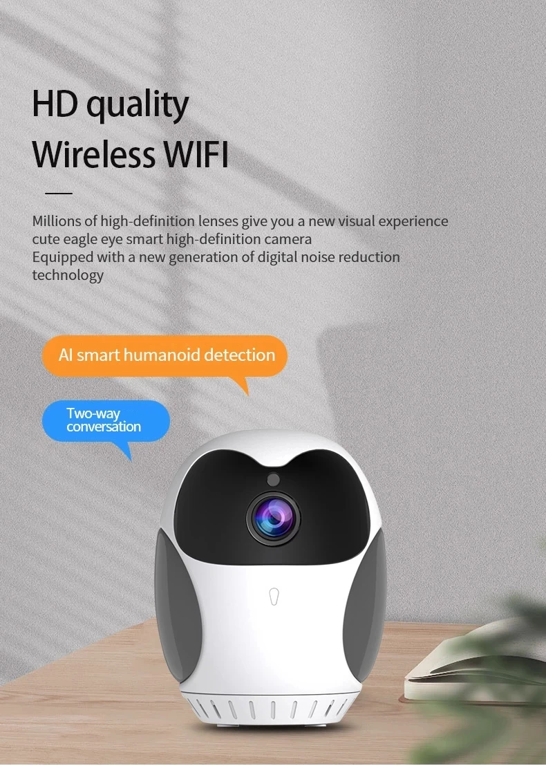 1080P WiFi IP Owl Camera for Home Security Night Vision AI Motion Detection & Alarm  Indoor Security Camera Two-way Conversatio