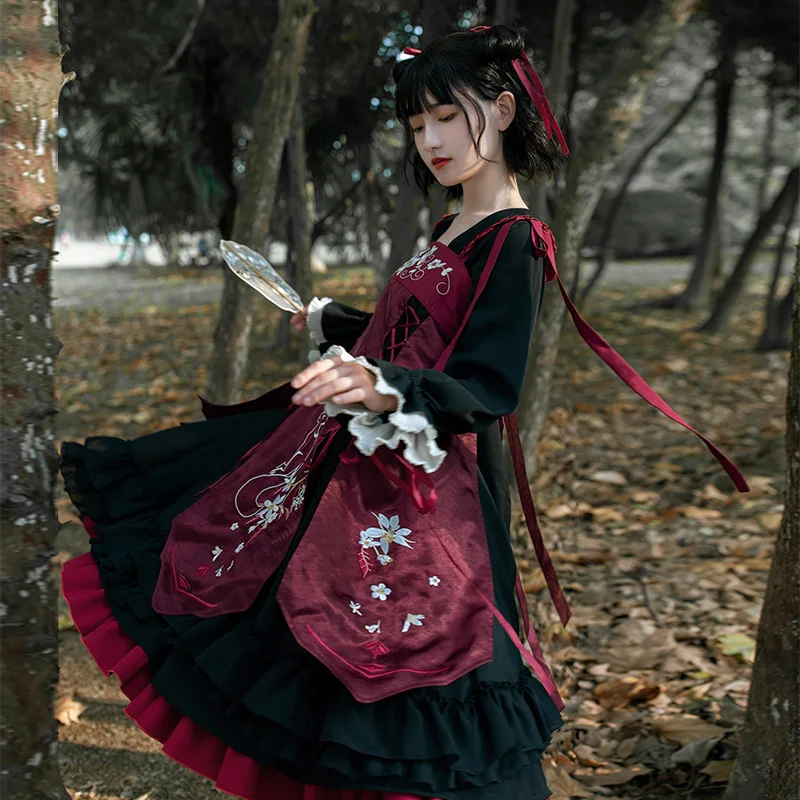 Cách Học Sinh Viên Hanfu Retro Cổ Tích Sweet Lolita Cao Cấp Dễ Thương In Victoria Đầm Kawaii Cô Gái Gothic Lolita Op Loli