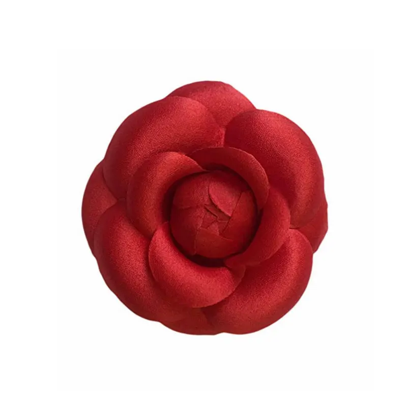 Luxury Brand Camellia Silk Fabric Flower Pin Brooch Hand-Made Flower White Flower Rose Brooch Pin