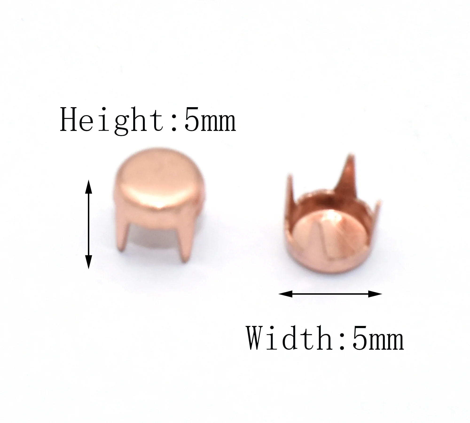 Rose Gold Studs Round Flat Claw Studs Rivet 5mm Spike Nailhead Iron Studs Making Hardware Purse Craft Bag Leather DIY Accessory