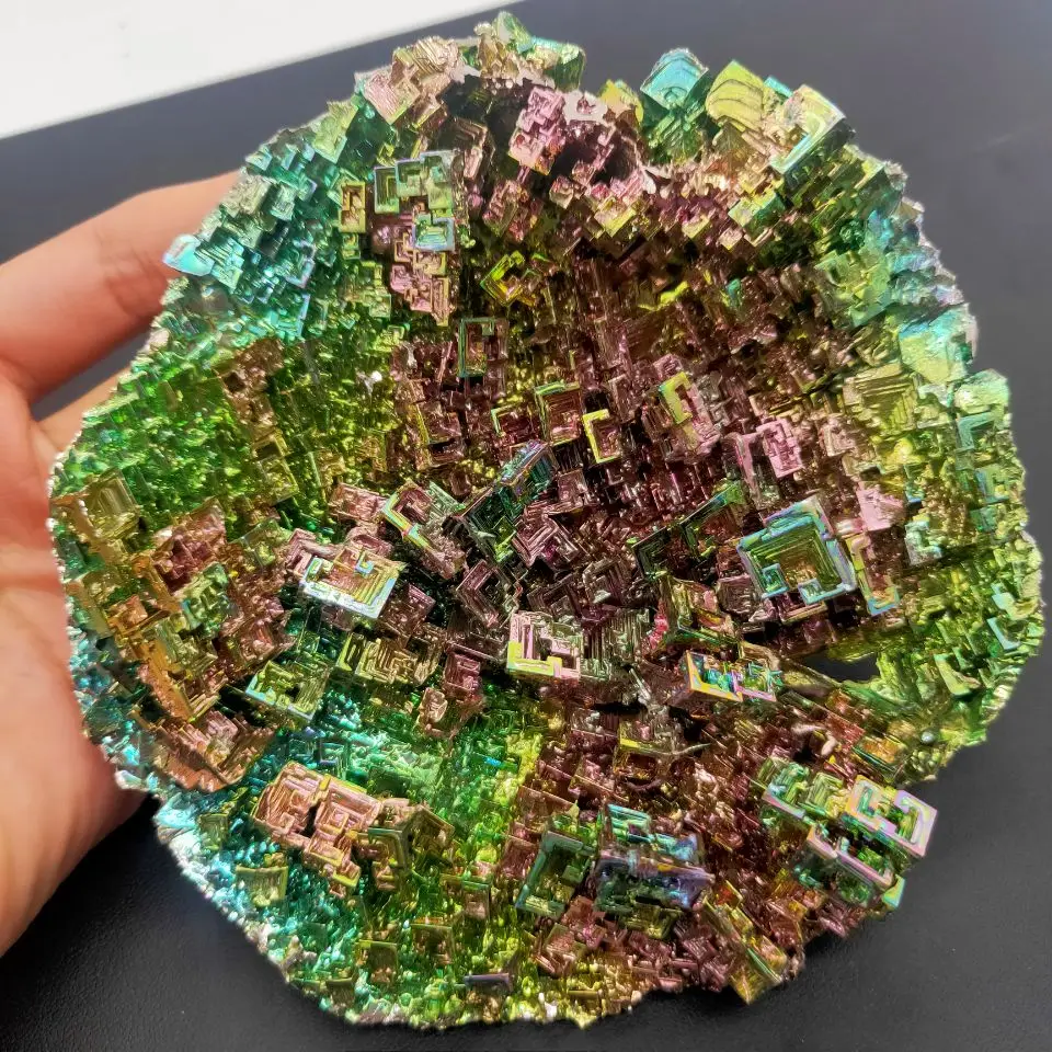 300-400g 1pc Beautiful Rainbow Bismuth Specimen Crystals Ore Healing Reiki Mineral Decor