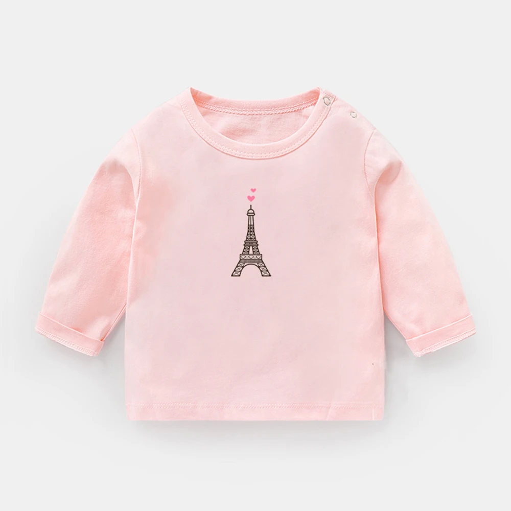 

The Top Two Pink Love the Eiffel Tower Design Newborn Baby T-shirts Merry Christmas Ya Filthy Animal Solid Color Long Sleeve Tee