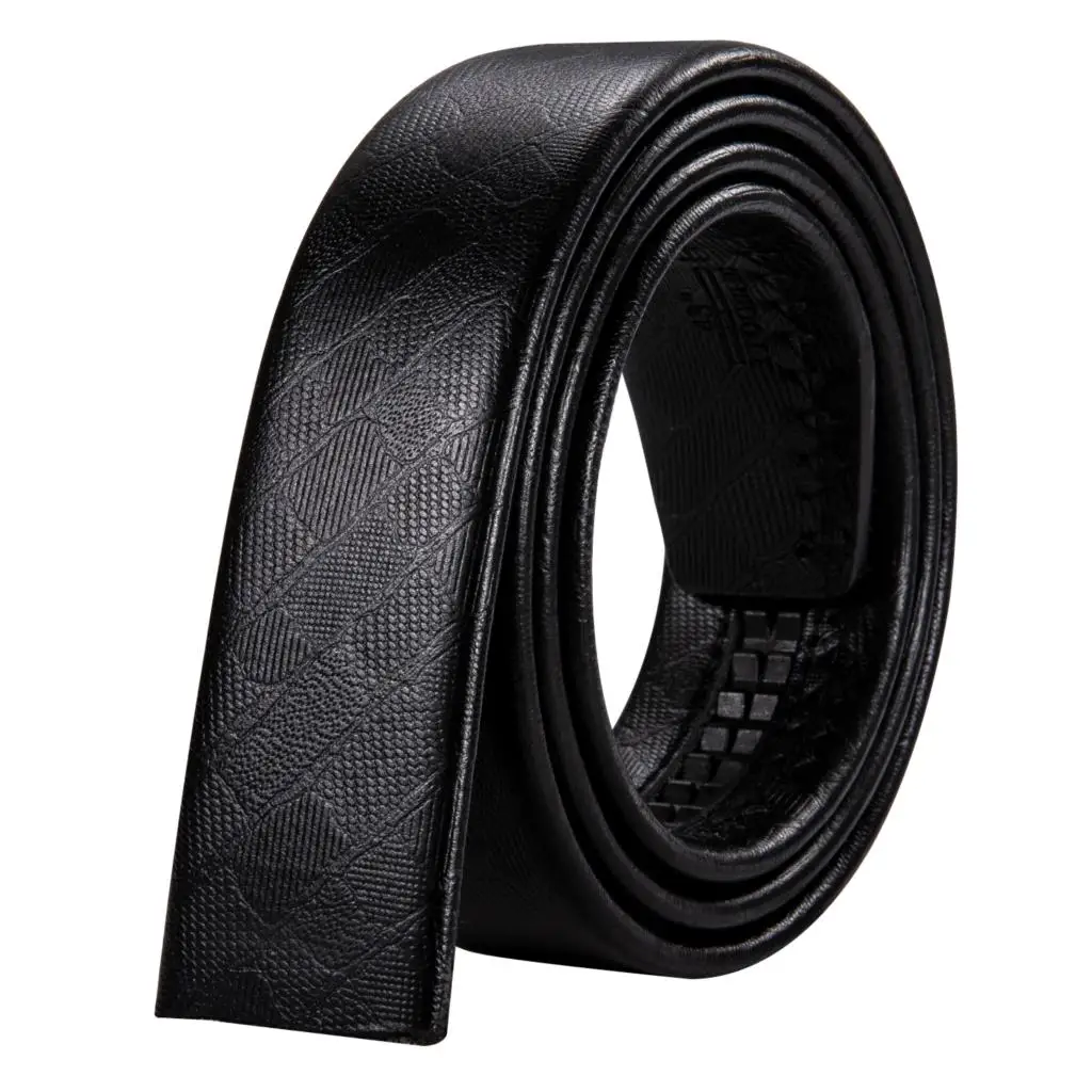 Luxury Boxed Black Genuine Leather Mens Belts High Quality 3 Automatic Buckles with One Ratchet Strap Set for Dress Jeans Gift