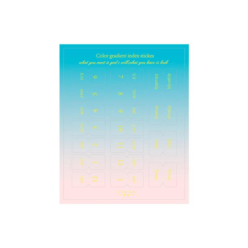 10PCS/Set Stationery Sticker Gradient Date Mark Index Sticker DIY Planner Diary Decoration Ornament Classify Mark Month Memo Kit