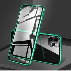 Funda de protección magnética completa 360 para iPhone 6, 7, 8 Plus, iXS, XR, XSMax, 11, 12, 13, 14, 15, parachoques, vidrio doble resistente a los arañazos