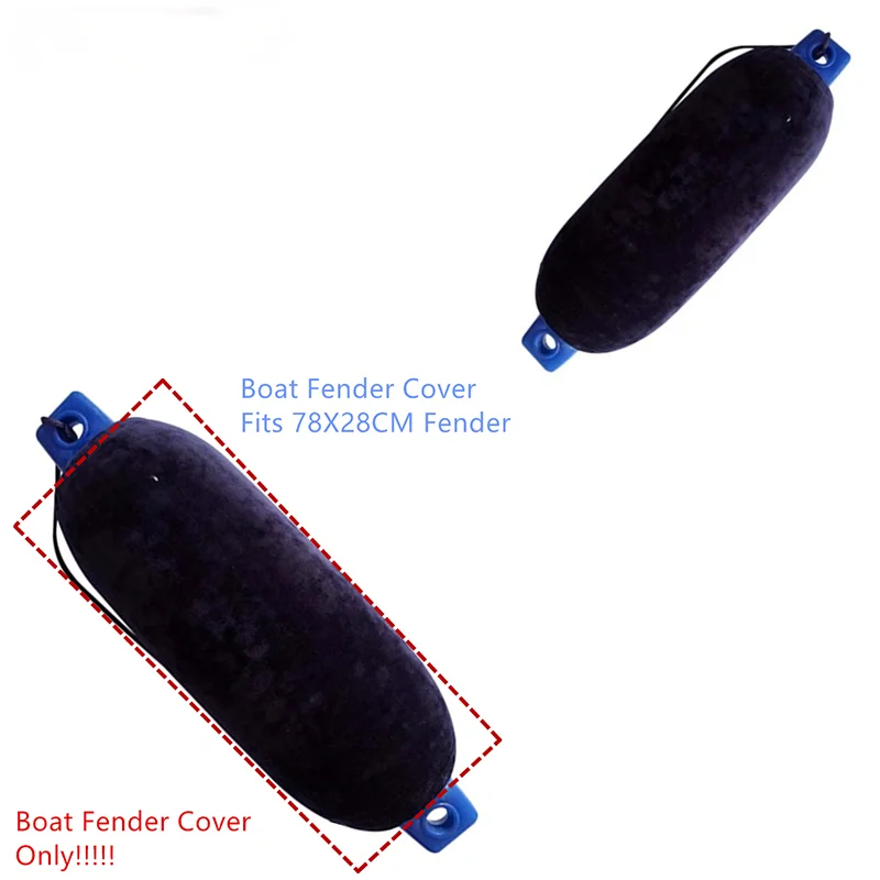 Black Velvet Boat Inflatable Fender Cover For Center Rope Tube Style for 280mm x 780mm /10 inches x 30 inches (G4) boat Fenders