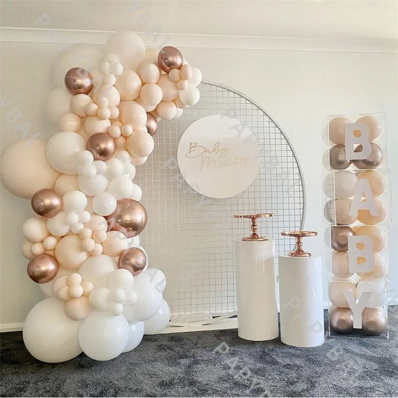 

105Pcs White Balloon Arch Garland Balloon Skin Color Gold Chrome Latex Balloons Set Wedding Birthday Decor Baby Shower Globos