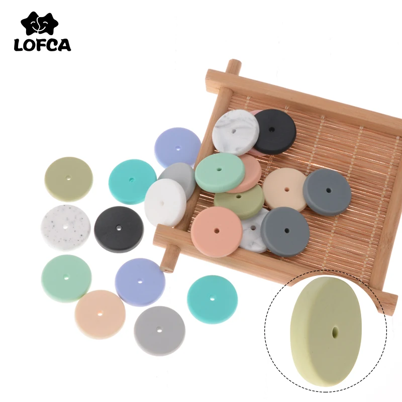 LOFCA 10pcs Silicone Beads Coin beads Food grade siliconeDIY jewelry making Necklace Bracelets Keychain Jewelry accessories