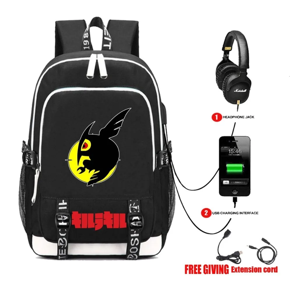 

USB Charge teenagers boy School student Bags Men women travel Laptop Bag Shoulder Bag anime Akame ga Kill! backpack 5 style