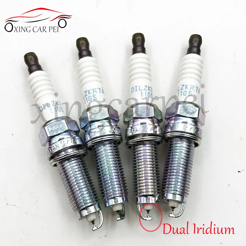 12290-R41-L01 DILZKR7A11GS 4PCS Dual Iridium Spark Plug For Honda Accord Civic HR-V 12290 R41 L01 DXU22HCR-D11S 267700-7580