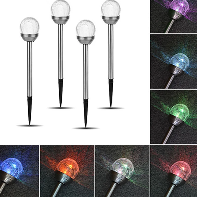 

2pcs/lot Solar Stainless Steel Lawn Light Outdoor Waterproof Garden Crack Ball Glass Solar Lamp For Home Yard IP65 Outdoor Light