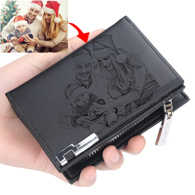 Custom Picture wallet Men's Casual Wallet Zipper Buckle Card Holder Card Holder Custom Pattern Engraving Multifunctional Wallets