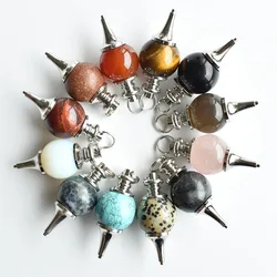 Wholesale 12pcs/lot fashion good quality natural stone mix ball charm pendants for necklaces jewelry making free shipping