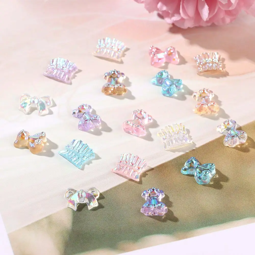 Ohrstecker Damen Mädchen Maniküre Set Schleife DIY Charm Weiße Blume Nail Art Charms Nail Art Strass Kit Multi Shaped Jelly Bear Shape