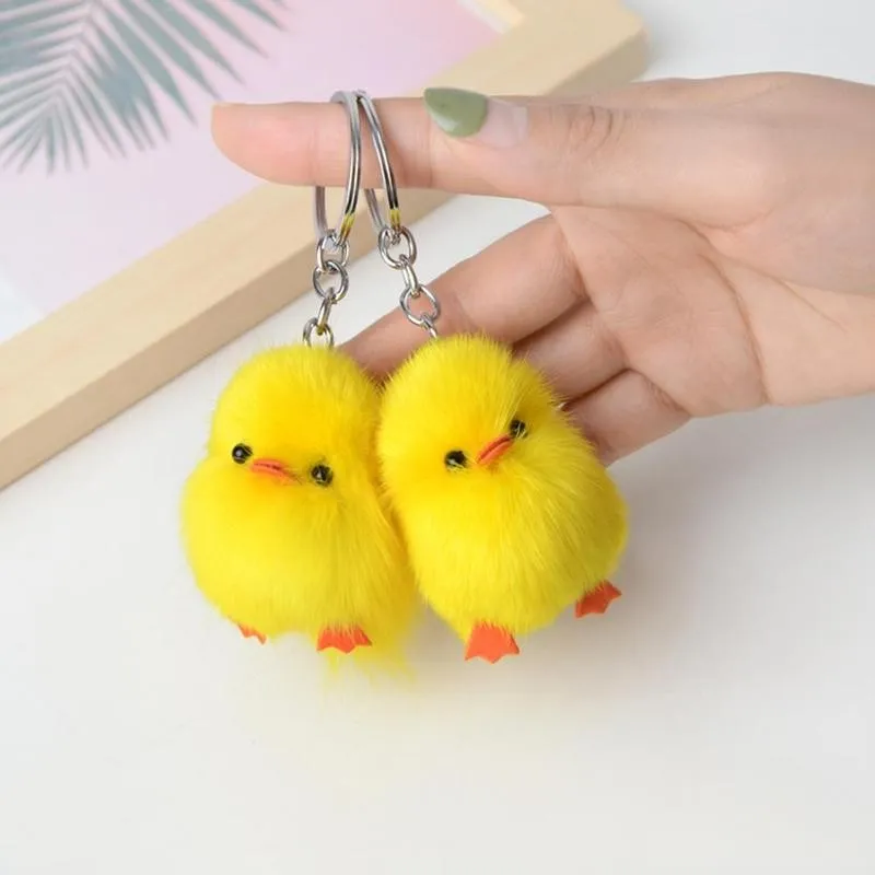 Soft Stuffed Chick Doll Ornament Keychain Cute Chick Pendant Keychain Creative Mini Chick Animal Model Plush Toys Kids Gift