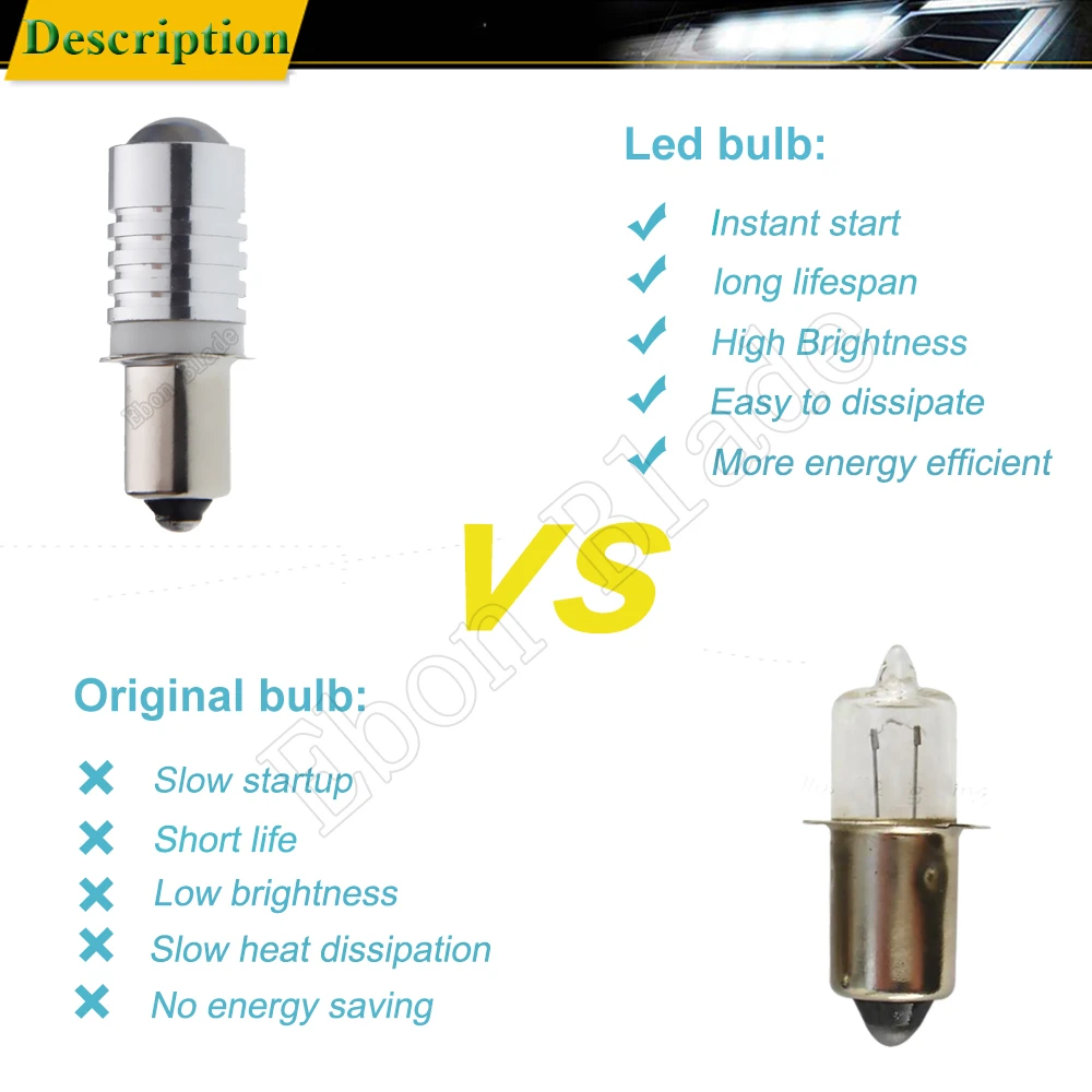 2PCS P13.5S Base PR2 High Power 3W LED Upgrade Bulb for Maglite Replacement Bulbs Led for 10v 12v 15v 18v 24v Flashlights Torch view 5