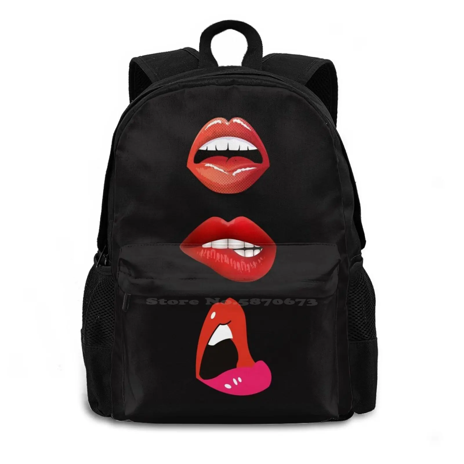 It Was Only A Kiss Pattern Design Bagpack School Bags Only Kiss Sexy Bite Lips Red Teeth Breath Mamalia Jigsaw Puzzle Busty