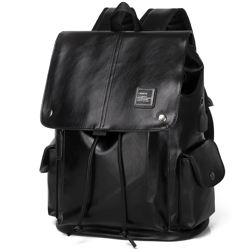 Moda marca de luxo dos homens mochila escolar de couro saco de viagem à prova dwaterproof água casual saco de livro de couro masculino