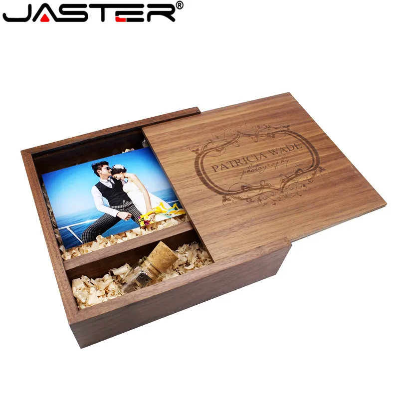 

JASTER free custom logo 205*205*60mm Photo Album Wooden USB+Box usb flash drive Memory stick Pendrive 8GB 16GB 32GB 64GB