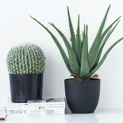 Artificial Plants Potted Big Fake Succulent Plants PU Agave Leafs False Aloe Vera High Grade Bonsai For Home Office Garden Decor