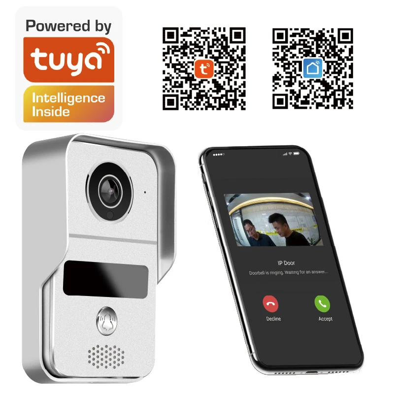 Sem Fio IP Campainha Intercom, Wi-Fi Video Door Phone, Controle Remoto Móvel, Sistema de Controle de Acesso, Nova Versão, Tuya, 2MP, 1080P, POE