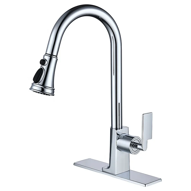 

Original design Brass Pull out Kitchen sink faucet with 3 Function spray High Quality Kitchen mixer faucet with cover ,Chrome