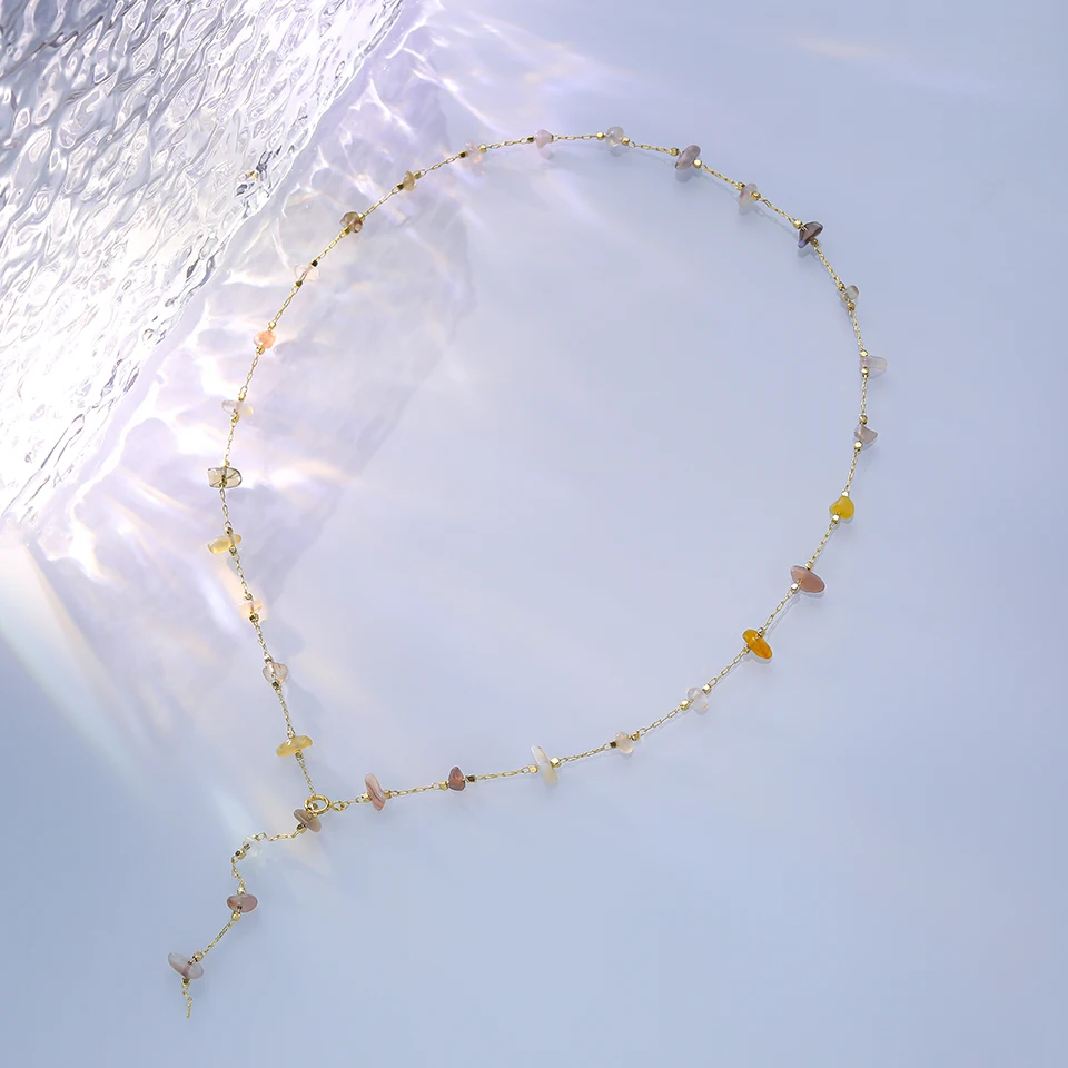 Natural Stone Chain  Necklace  for Women Fashion Jewelry on Neck Set  Party /Wedding Luxury Gift  Handwork Sweater Chian Femme