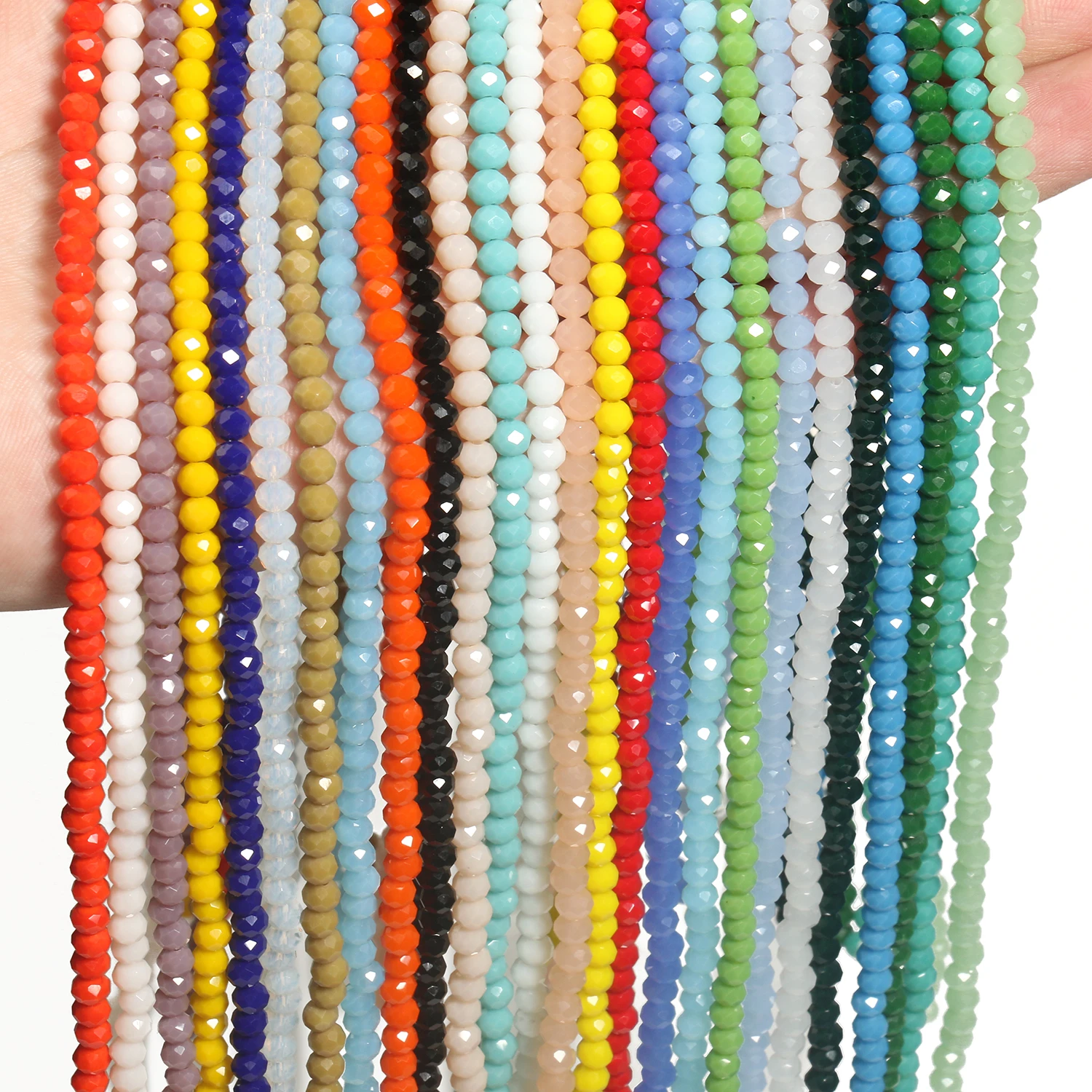 1 Strand 2mm/3mm/4mm Small Opaque Multicolor Faceted Crystal Glass Rondel Spacer Beads for Jewelry Making diy Bracelet Necklace