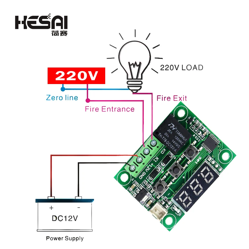 DC 12V W1209 Digital Cool/Heat Temp Thermostat Thermometer Temperature Controller On/Off Switch -50-110C W1209 Case Acrylic Box