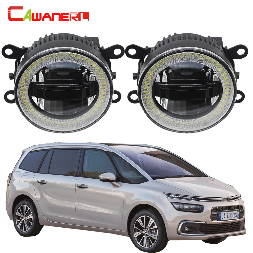 

Cawanerl 2 Pieces Car Right + Left Fog Light DRL Daytime Running Lamp LED Angel Eye 12V For Citroen C4 Picasso Hatchback Coupe