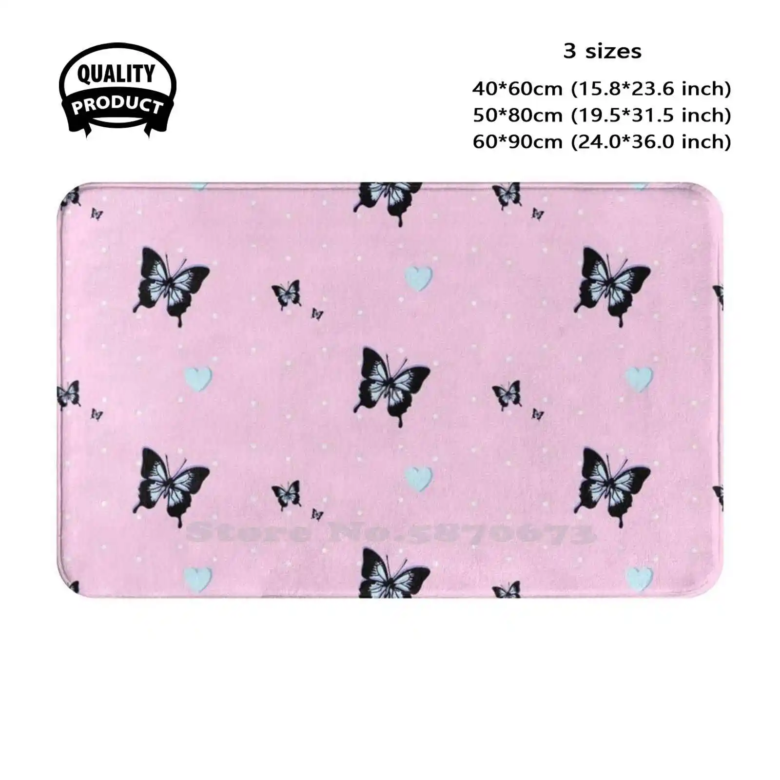 Soft Grunge Pastel Pink Butterfly Dot Print Soft Cushion Home Carpet Door Mat Car Rug Butterfly Pink Heart Bad Y2K Kawaii Soft