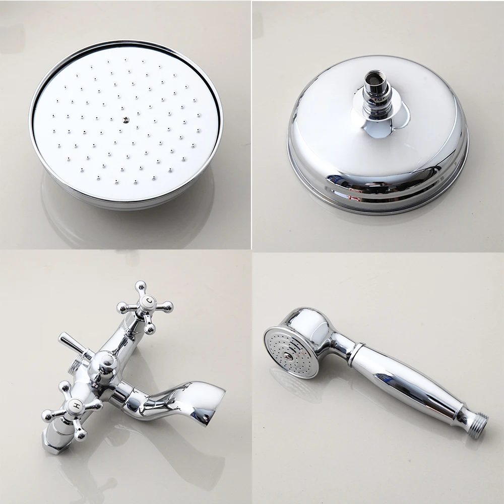 Imagem -05 - Jieni Cromo Prata-banhado a Chuveiro do Banheiro Conjunto de Latão Chuvas Cabeça de Chuveiro de Lótus Bath Mixer Faucet Conjunto com Chuveiro de Mão