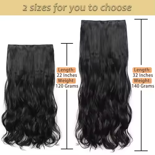 NICESY Synthetic Long Wavy 5 Clips Hair Extensions 22Inch/32Inch Clip On Hair Extensions High Tempreture Fake For Women - Image 2