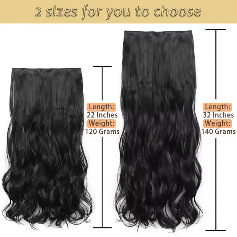 NICESY Synthetic Long Wavy 5 Clips Hair Extensions 22Inch/32Inch Clip On Hair Extensions High Tempreture Fake For Women - Image 2