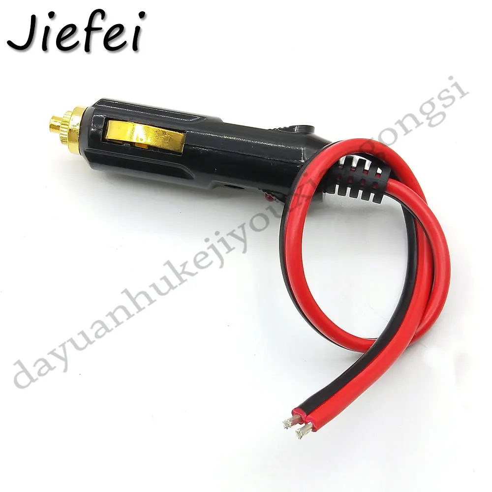 1Pcs Gold-plated High Quality Auto15A Male Car Cigarette Lighter LED Socket Plug Connector Adapter 14AWG