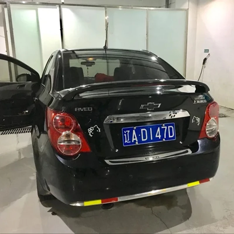 For Aveo Spoiler ABS Material Car Rear Wing Primer Color Rear Spoiler Press the tail For Chevrolet Aveo Spoiler 2010-2015