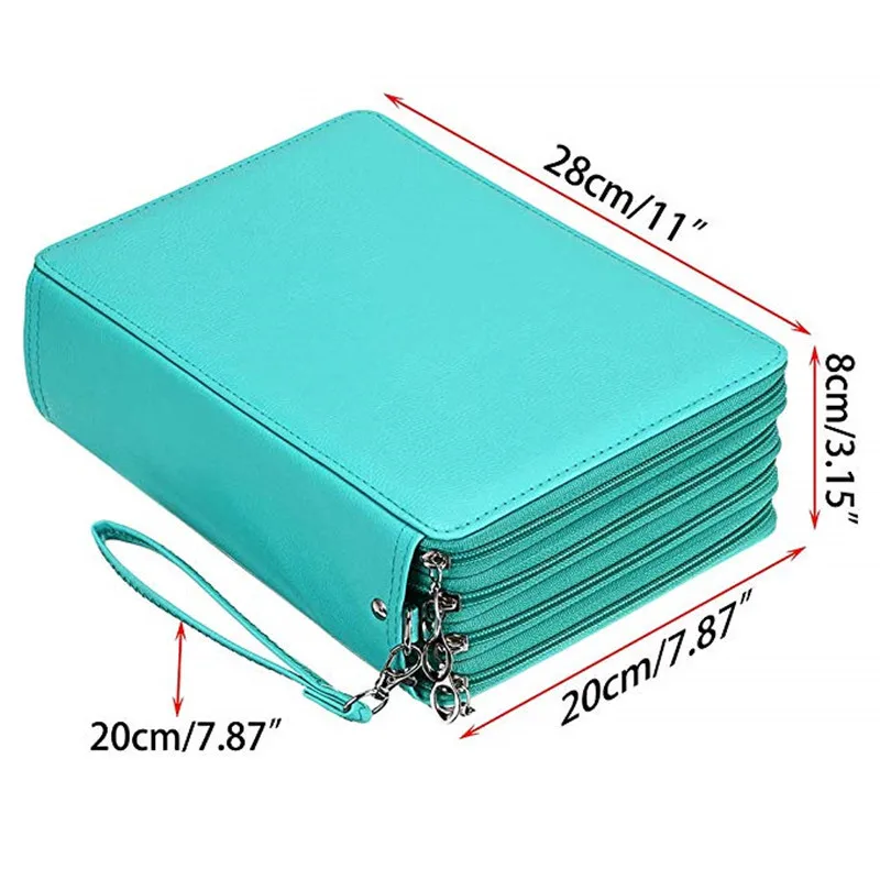 200 Slot Portable Colored Pencil Case Holder Waterproof Large Capacity PU Leather Pencil Bag Box For Student Gifts Art Supplies