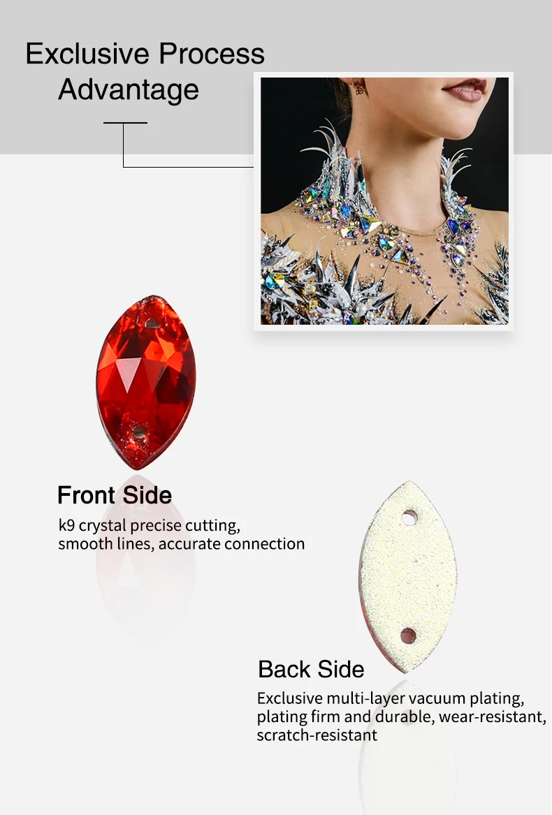 Horse EyeSewing Gems AB Flatback Rhinestones Glitter Sew On Crystals Stones Navette K5 Glass Strass For DIY Clothes Crafts