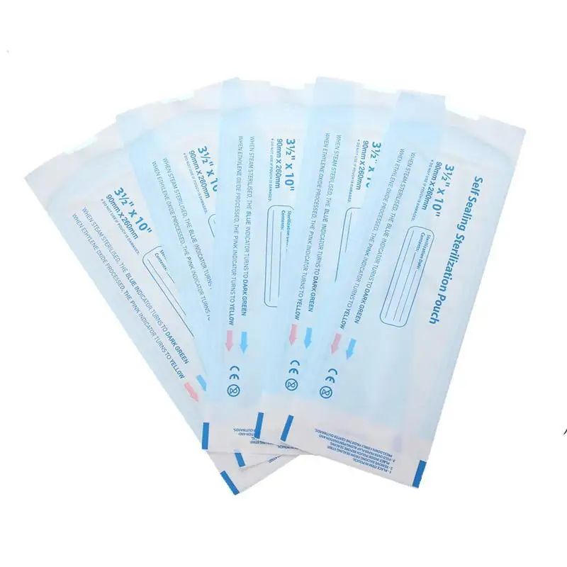 

200PCS Self Sealing Sterilization Pouch Medical Grade Paper Disposable Dental Storage Bag Tattoo Tool 260*90/70*260mm