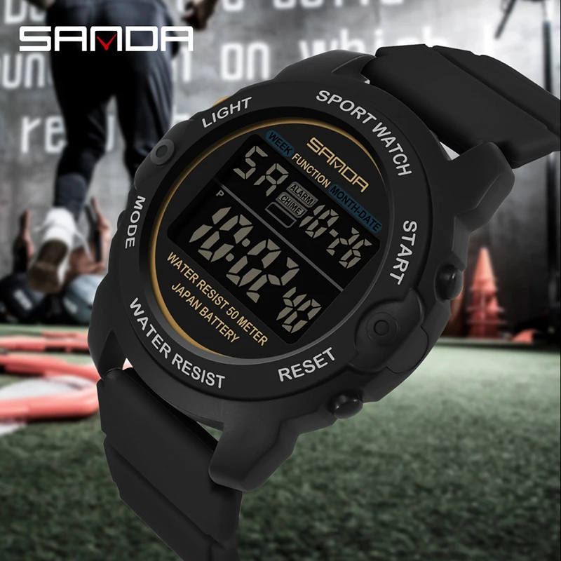 SANDA Women Men Watch Military Sports Digital Watches Fashion Stopwatch Luminous Wristwatch Men Clock 50M Waterproof Wristwatch