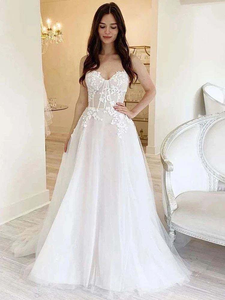 Loverkissa – robe de mariée en mousseline de soie, style Boho, manches bouffantes, à lacets, robe de plage pour femmes, ligne A