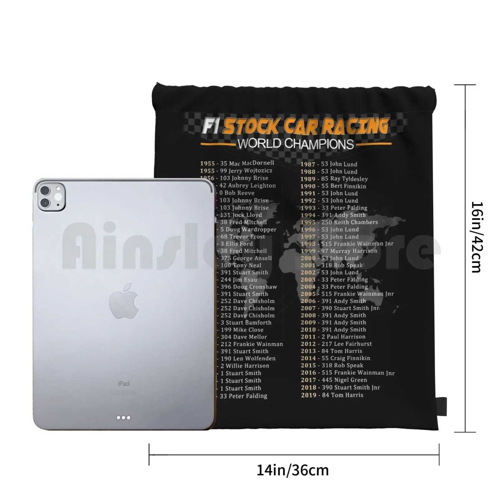 Brisca Stock Car Racing World Backpack Drawstring Bag Riding Climbing Gym Bag Stockcars Cars Racing Sport Words Speed Brisca image 3