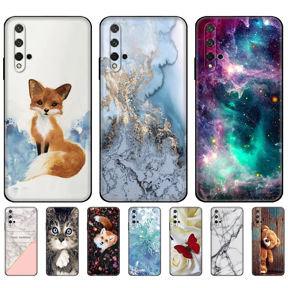 For Honor 20 Case Silicon Back Cover Phone Case For Huawei Honor 20 Honor20 YAL-L21 YAL-L41 Luxury Cartoon black tpu case