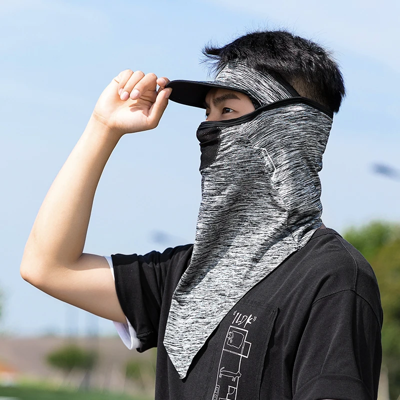 ROCKBROS Cycling Ice Silk Cool Half Face Mask Sun Protection Triangular Scarf Men Women Breathable Cap For Fishing Motorcycle