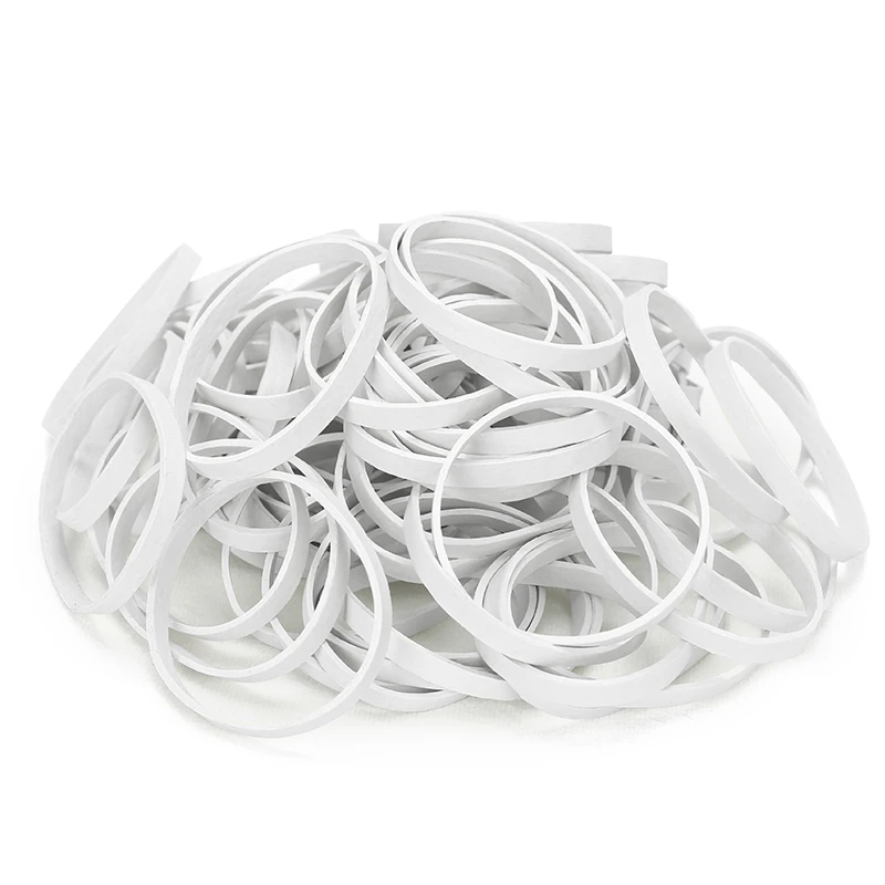 Bandas elásticas de goma blancas, bandas elásticas resistentes, anillos de goma para oficina, escuela, hogar, diámetro de 15-60mm, grosor de 1,5mm